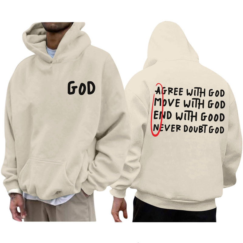 Christian Hoodie for Men | Inspirational Bible Verse Graphic Pullover | Faith Gift